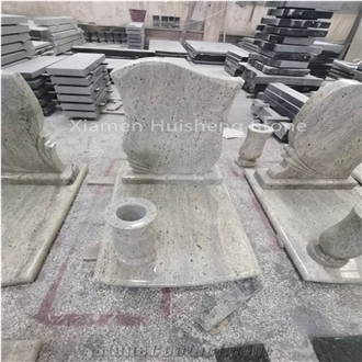 Moon White/Kashmir White Granite Tombstone