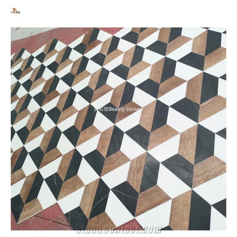 3D Waterjet Marble Flooring Polished Pattern Design