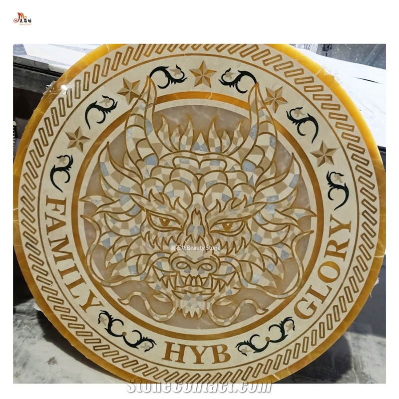 Custom Design Logo Brand Waterjet Stone Medallion Customized