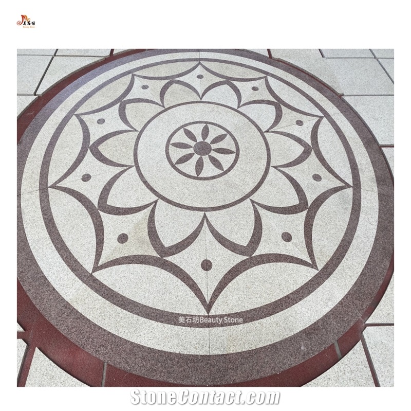 Natural Stone Granite Inlay Medallion Pattern Outside Floor