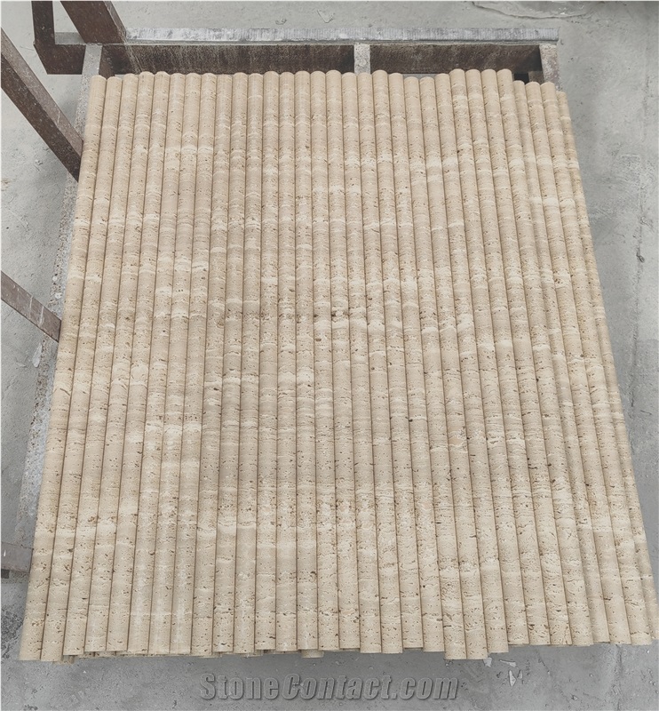 Customized  Fluted Travertine Wall Mosaic