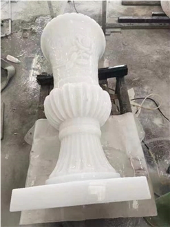 Chinese White Marble Polished Flower Pots,Carved Flowers