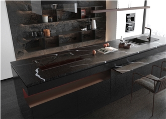 Ruby Black  Quartz Slabs