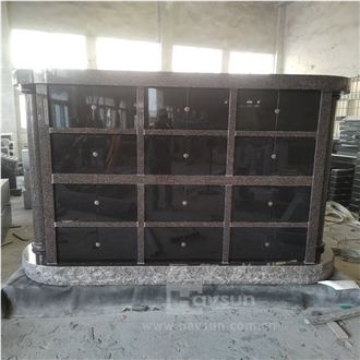 Indian Mahogany Granite Cemetry Columbarium 2 Sides 48 Niches