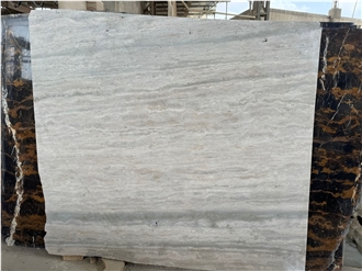 Silver Travertine Slabs, Polished Or Honed