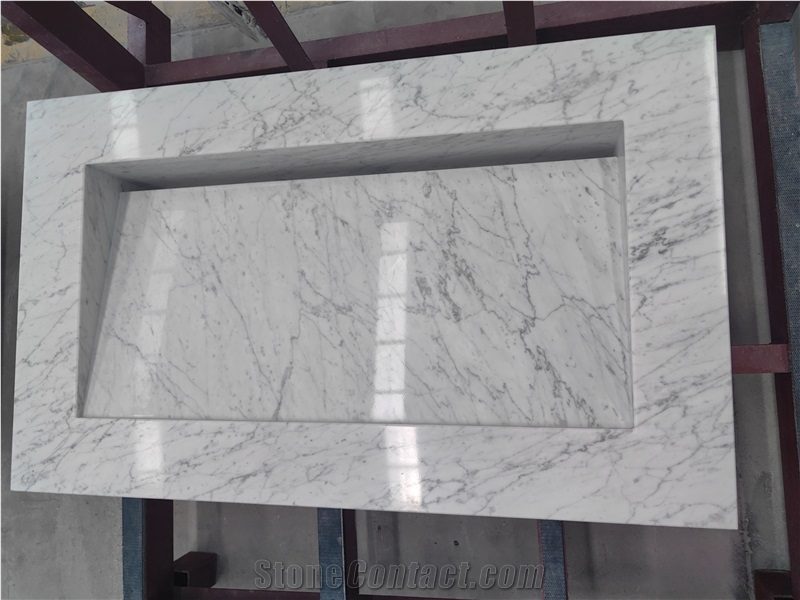 Natural Carrara White Marble Bathroom Countertop