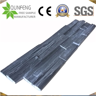 China Black Split Stone Wall Cladding Z Slate Ledger Panels