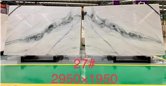 Chinese Popular Bookmatch Panda White Marble Slab Tiles