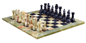 Green Onyx & Jet Black Marble Chess Set Stone Gifts