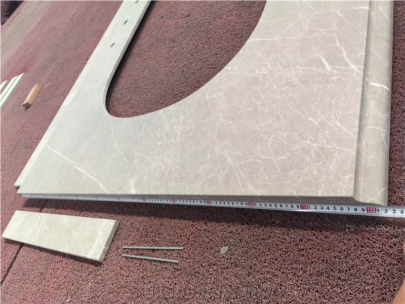 Goldtop Tundra Grey Marble Bathroom Countertop For Villa