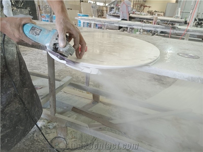 Tops Polished Volakas White Marble Kitchen Countertop