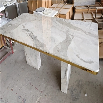 Akmonia Silver Marble Dining Table For Living Room