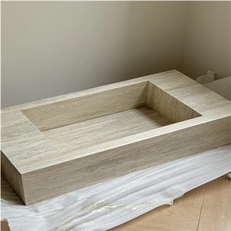 Beige Travertine Sink Vanity Unit
