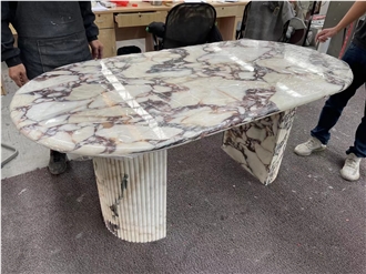 Natural Calacatta Viola Marble Rounded Tables