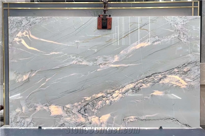 Brazil Macaubas Fantasy White Arabescato Quartzite Slabs