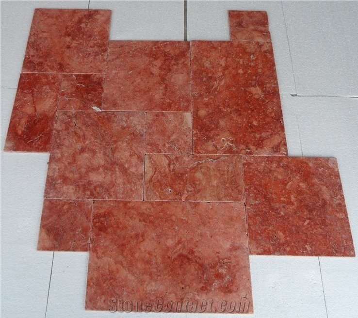 Red Travertine French Pattern Tiles