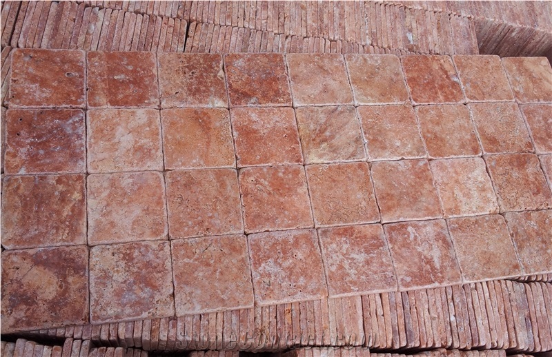 Red Travertine French Pattern Tiles