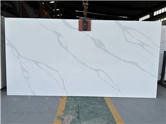 8139 Calacatta White Quartz Slabs Artificial Stone