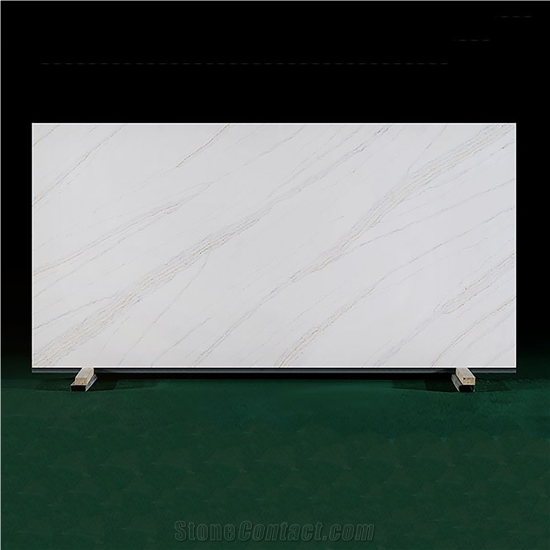 Artificial Marble Golden Stripe Calacatta Quartz Slabs