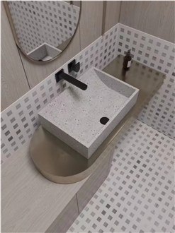 Artificial Stone Washbasin Smooth Terrazzo  Vessel Sink