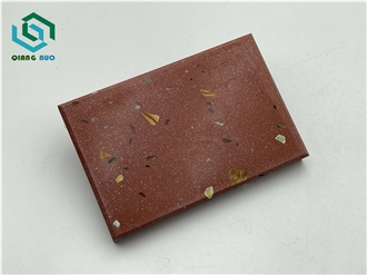 Chinese Deep Red Engineering Board Terrazzo Slabs