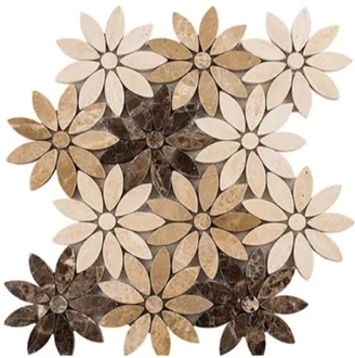 Bouquette Stone By Glazzio Chestnut Blossoms Mosaic Tiles