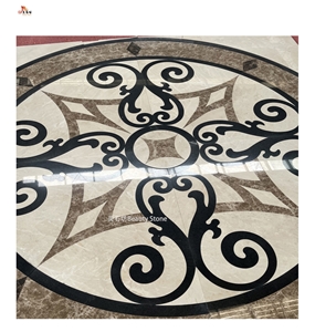 Small Round Waterjet Medallions For Common Public Floor