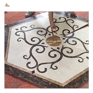 Square Small Waterjet Pattern Inlay Polished Medallions