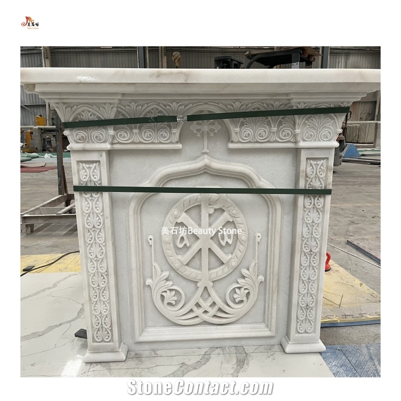 White Marble Indoor Fireplace For Mosque And Church