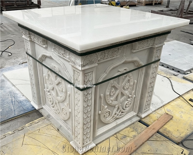 White Marble Indoor Fireplace For Mosque And Church