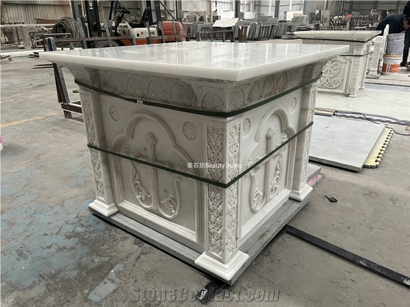 White Marble Indoor Fireplace For Mosque And Church