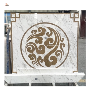 White Marble Small Pattern Waterjet Medallions