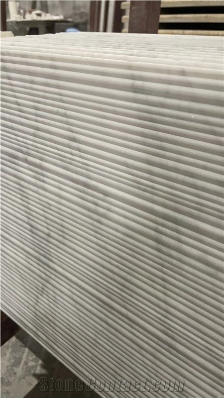 Carrara White Marble Bamboo Textured 3D Wall Decor Panels