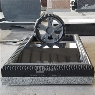 Black Granite Wheel Shape Monument For Car Fan Riders