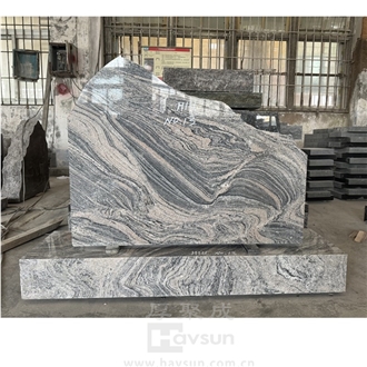 China Juparana Granite Mountain Top Upright Headstone