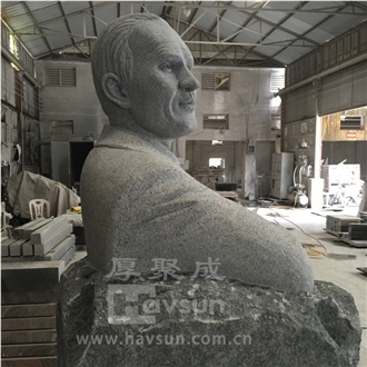 Customized Dark Grey Granite Human Memorial Sculpture