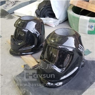 Granite Welding Helmet Shape Monumental Vase For Welder