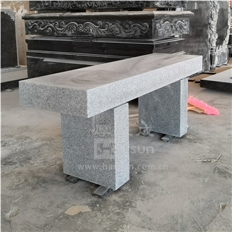 Light Grey Color Granite Straight Monumental Bench