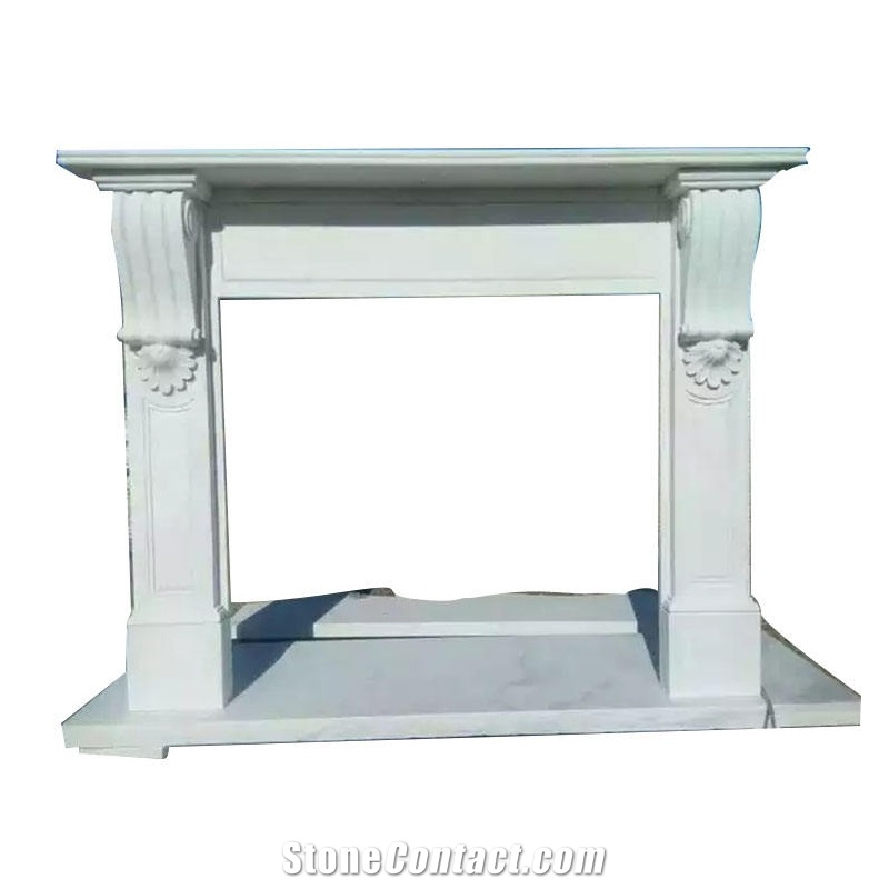 Natural Stone Carving Indoor Fireplace Mantel Sculpture
