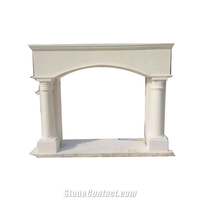 Natural Stone Carving Indoor Fireplace Mantel Sculpture