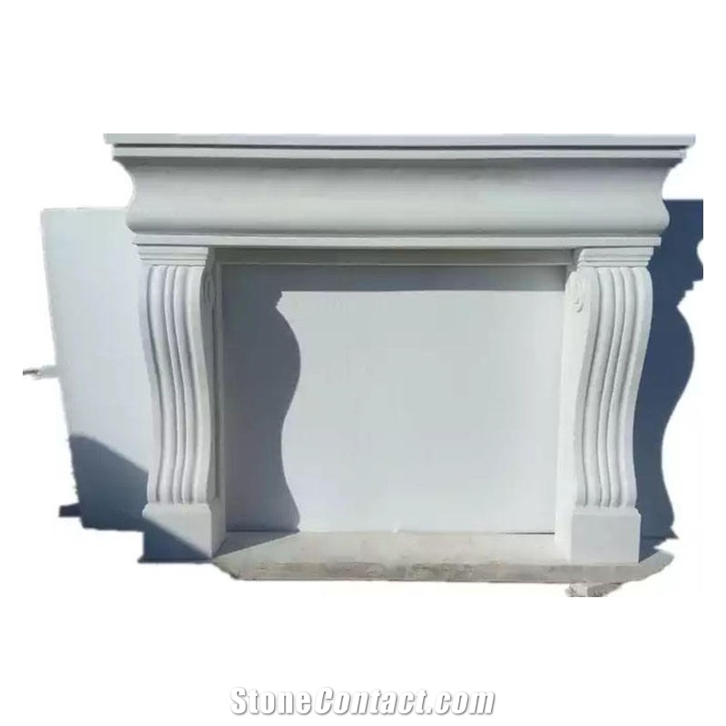 Natural Stone Carving Indoor Fireplace Mantel Sculpture