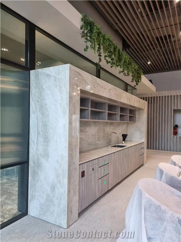 Natural White Victoria Falls Quartzite Slab Tiles