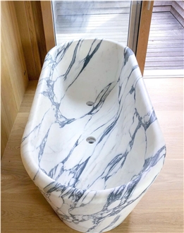 Arabescato Corchia Marble Free Standing Bathtub