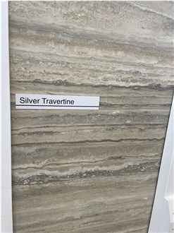 Roman Silver Travertine Vein Cut Honed Filled Slabs