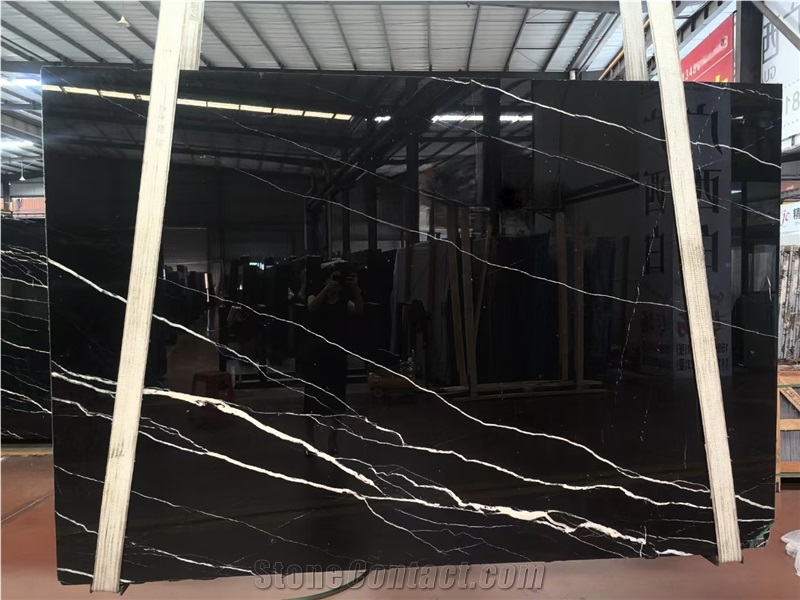 Nero Marquina Black Marble Slabs