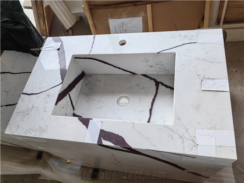 5010 New York Quartz Black Veins Bathroom Countertop
