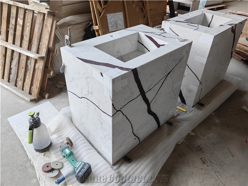 5010 New York Quartz Black Veins Bathroom Countertop