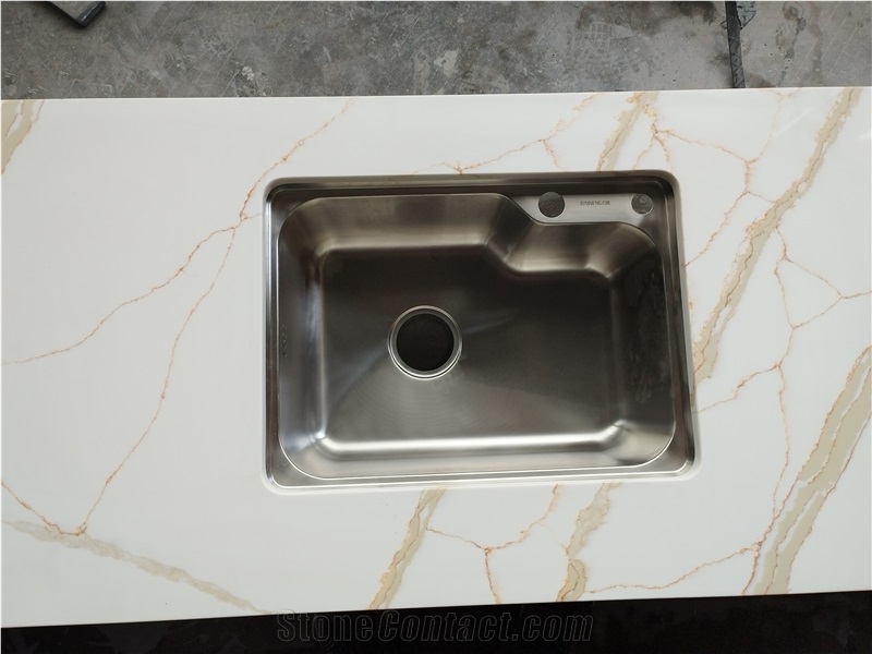 5017 Calacatta Gold Quartz Artificial Stone Countertop