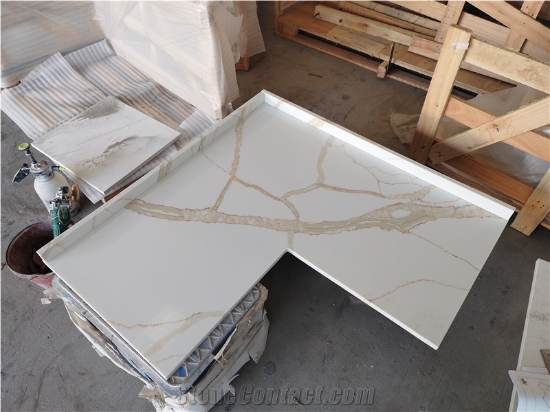 5017 Calacatta Gold Quartz Artificial Stone Countertop