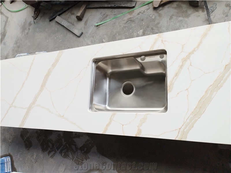 5017 Calacatta Gold Quartz Artificial Stone Countertop